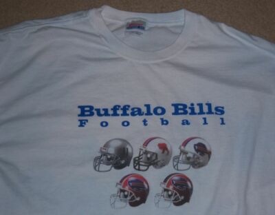 Rare Style BUFFALO BILLS Silver/White/Red THROWBACK HELMET Shirt XL AFL l