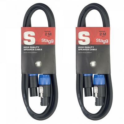 2 x Stagg schwarz Lautsprecher Speakon Zuleitung Kabel 2m PA Anlage Sound