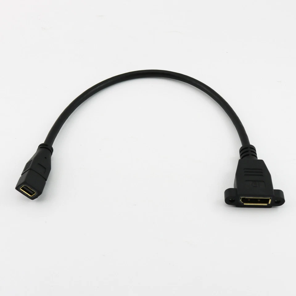 DisplayPort DP Female Panel Mount to mini DisplayPort Female Cable Adapter 30cm - Image 2 of 4