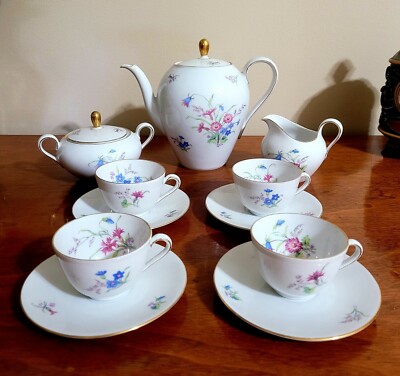 Vintage Seltmann Weiden Bavaria Liane 13 Piece Gold Rimmed Porcelain Tea Set