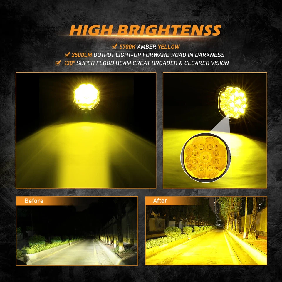 Luz de trabajo LED AUXBEAM 4" vainas de punto ámbar antiniebla de conducción para Toyota FJ Cruiser 4 un. Foto 2 de 4