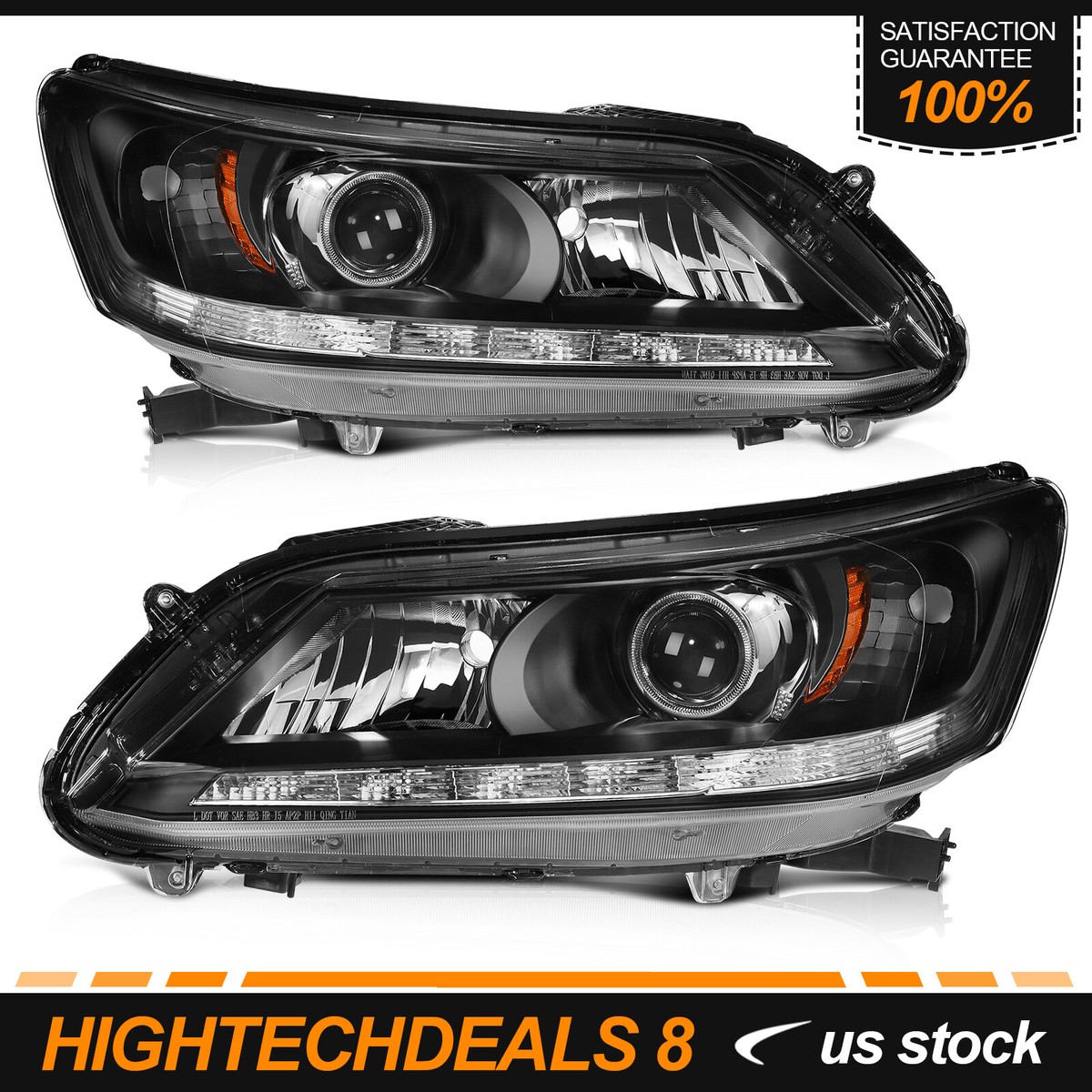 For 2013 2014 2015 Honda Accord Pair Of Projector Halogen Headlights W/O LED DRL - Foto 5