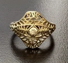 Vintage Avon Cubic Zirconia Sterling Silver Filigree Ring - Size 7