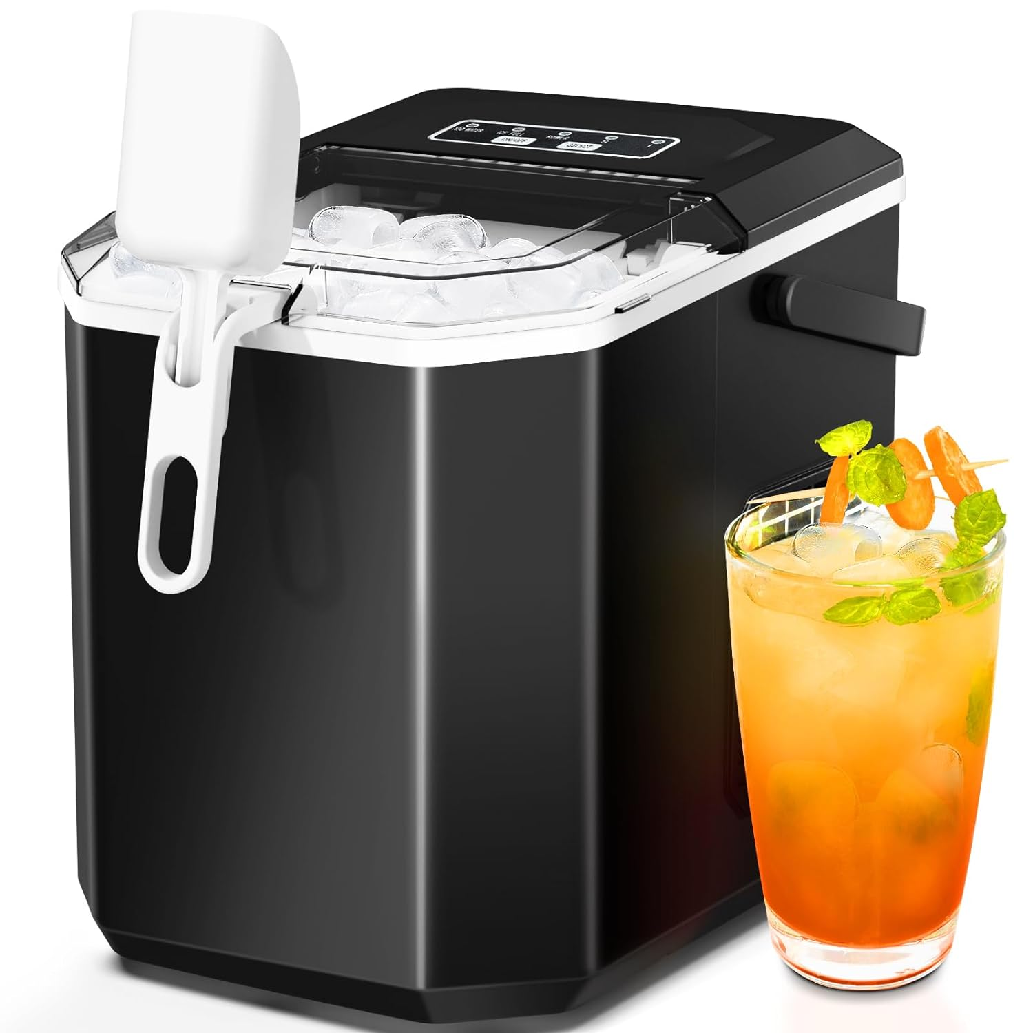 Portable Countertop Ice Maker with Self-Cleaning Function and Carry Handle Basket-image