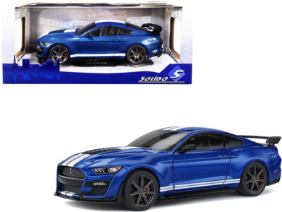 1/18 Solido 2020 Ford Mustang Shelby GT500 & White Stripes Model Blue S1805901