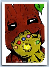 Groot w/ Infinity Gauntlet Sketch Card Scott Sketches Trading Card Print Fan Art