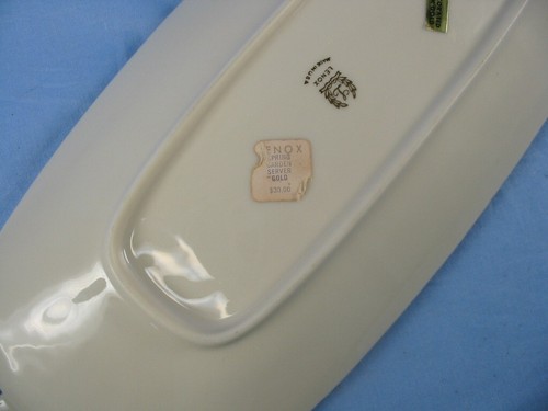 Lenox Celery Dish Spring Garden Collection 24Kt Gold Trim Handled 13 1/2"+ - Picture 6 of 11