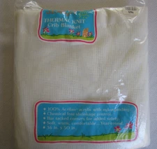 NEW BABY MORGAN ACRYLIC BABY BLANKET THERMAL NYLON BINDING 36x50 WHITE CRIB