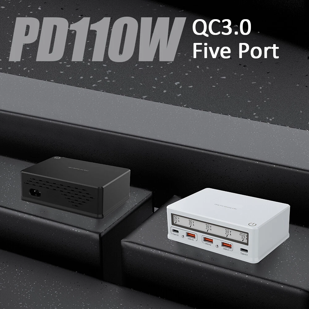 110W 5-Port USB Wall Charger Fast Multi-Port Hub Station Q8T8