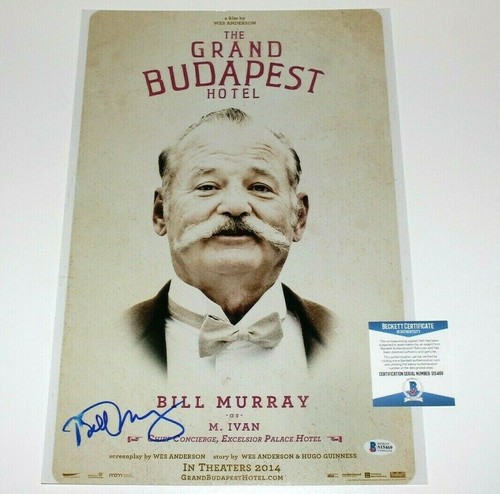 BILL MURRAY SIGNED 'THE GRAND BUDAPEST HOTEL' 12x18 MOVIE POSTER BECKETT COA BAS