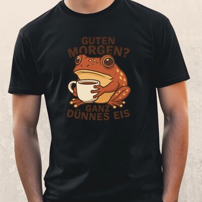 Mens Frog Coffee Print Cotton T-Shirt Size S to 5XL