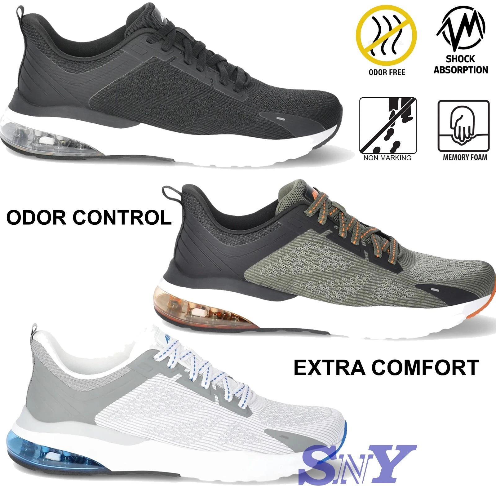 AVIA Men's 02 Air Sneaker Breathable Odor Control Lightweight Cushioned Shoes
