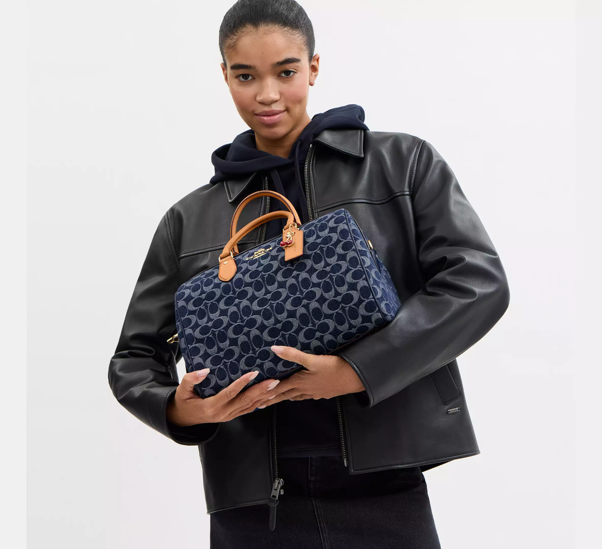 ウェア CY699 NWT Coach Rowan Large Satchel Bag In Signature Denim CY699 Fast