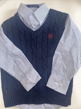 Chaps And Arrow Vest And Button Down Boys Size 5 Navy Cable Knit