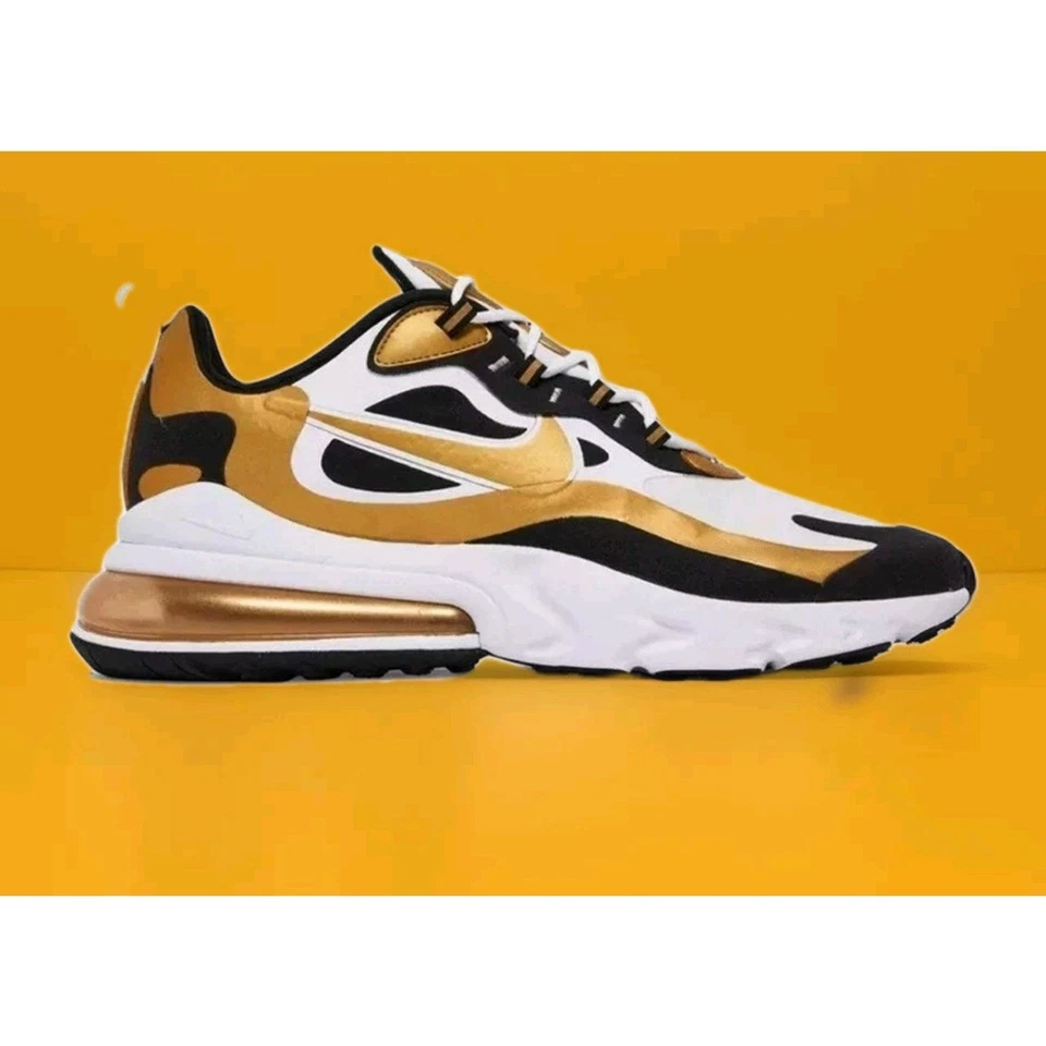 Nike Air Max 270 React White Black Metallic Gold CW7298-100 Sneaker Trainer 8.5 - Image 2 of 4