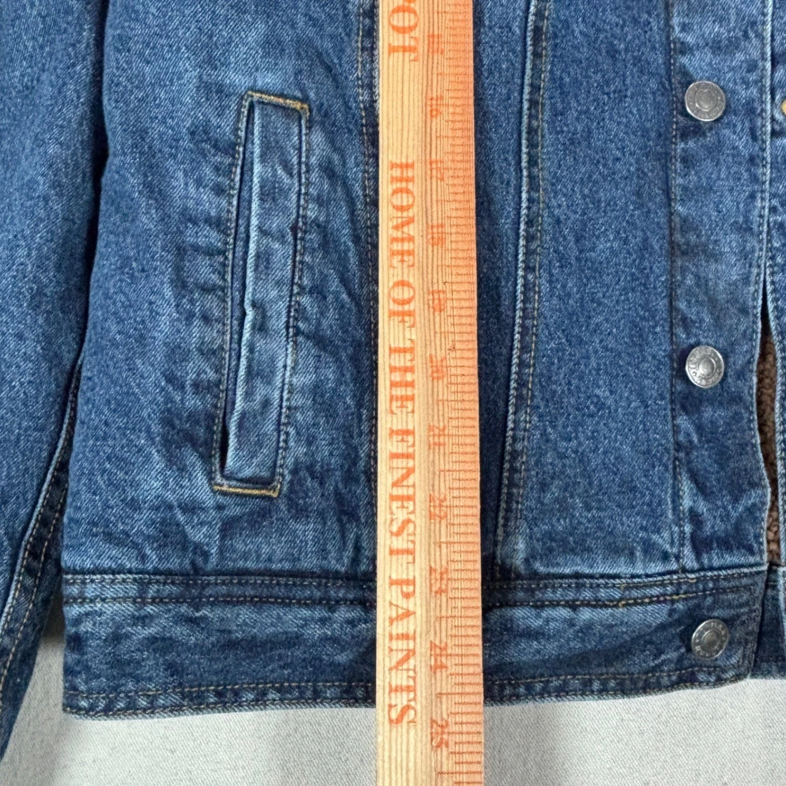 Topman Mens Blue Denim Borg Fleece Lined Sherpa Trucker Jacket Size Medium M image 7