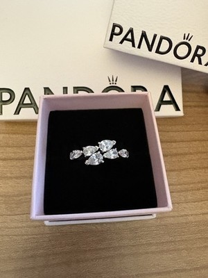 Pandora Glitzernder Überlappender Bandring Gr.58, 925 Sterling Silber