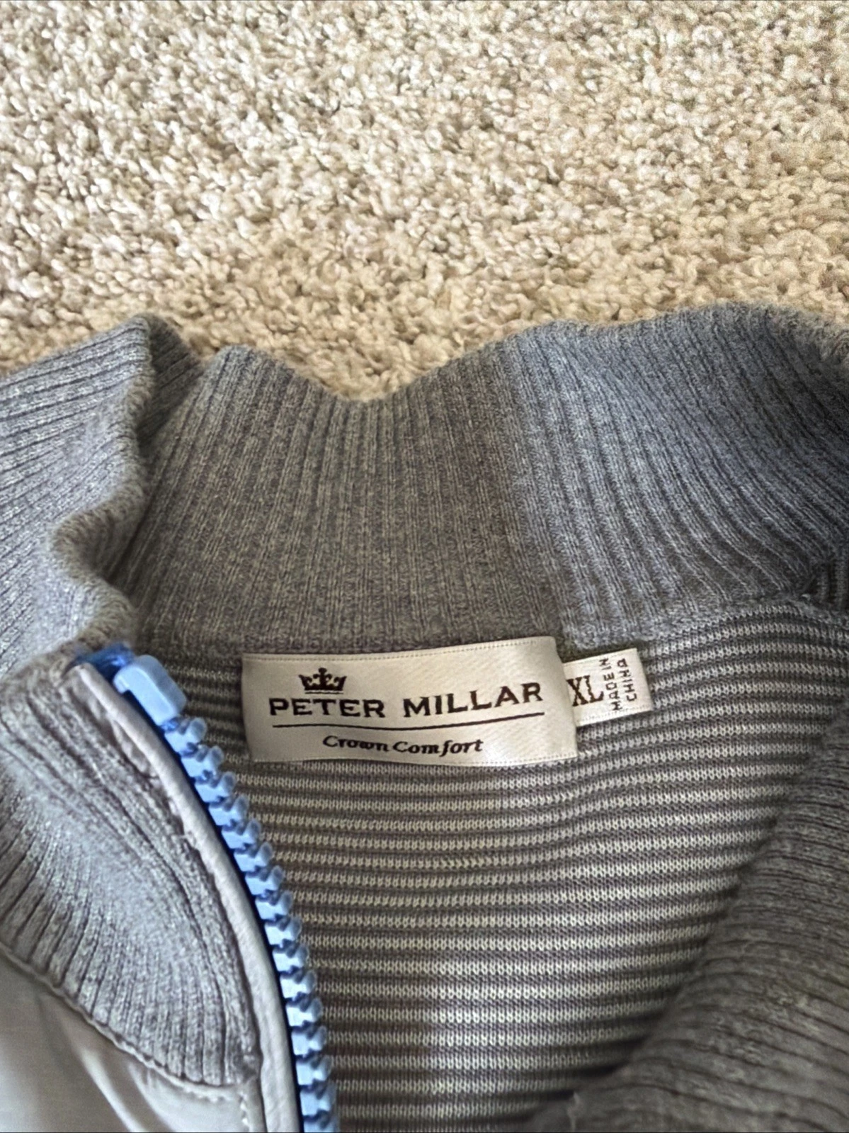 Peter Millar Crown Comfort Hybrid Full Zip Quilted Knit Jacket Gray XL - product detail image 4