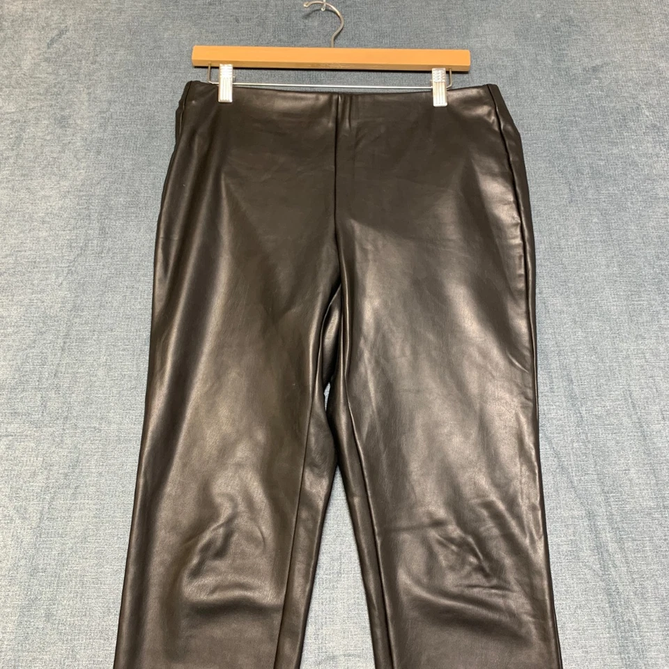Calvin Klein Faux Leather Pants Womens Medium Black Slim Fit Skinny Leg Business - Image 4 of 4