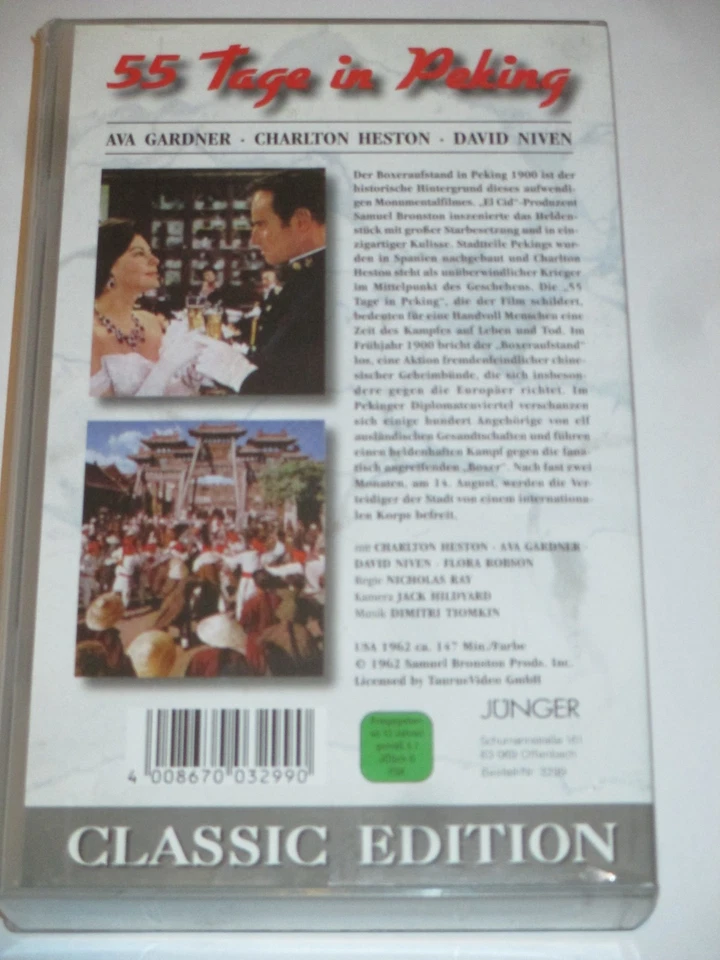 Jünger Video - 55 Tage in Peking - VHS/Drama/Charlton Heston/David Niven/'62 - Bild 2 von 2