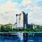 Handmade Painting of Ross Castle Killarney Ireland 8x8 Contemporary Irish Art