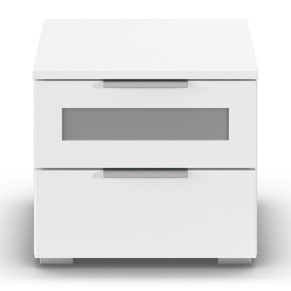 Nachtschrank - alpinweiß - Milchglaseinsatz - 40 cm breit Nachttische - Bild 4 von 4