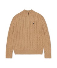 Genuine Polo Ralph Lauren Cable Knit Cotton Quarter Zipper Sweater - Brown