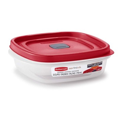 Rubbermaid 2030328 Easy Find Vented Lid Food Storage Container, 3-Cup (4) Red 