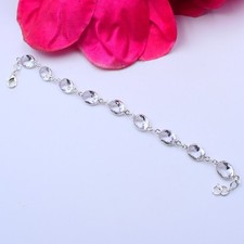 White Topaz Gemstone Handmade 925 Sterling Silver Jewelry Bracelet Size-7-8"
