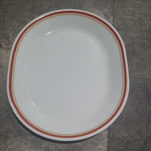 Vintage CORELLE CINNAMON CHESTNUT Rust Stripes 12” x 10” Oval Serving Platter