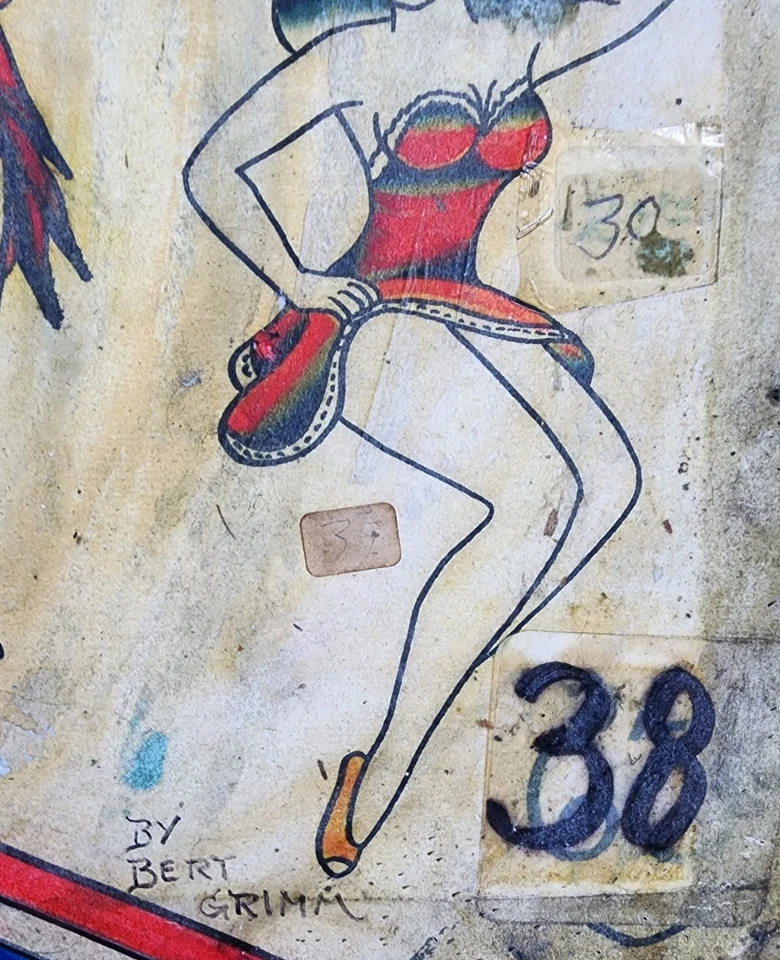 impresión de tienda antigua años 70 bert grimm lucio diablo pinup calavera tatuaje flash 18x24 Foto 3 de 3