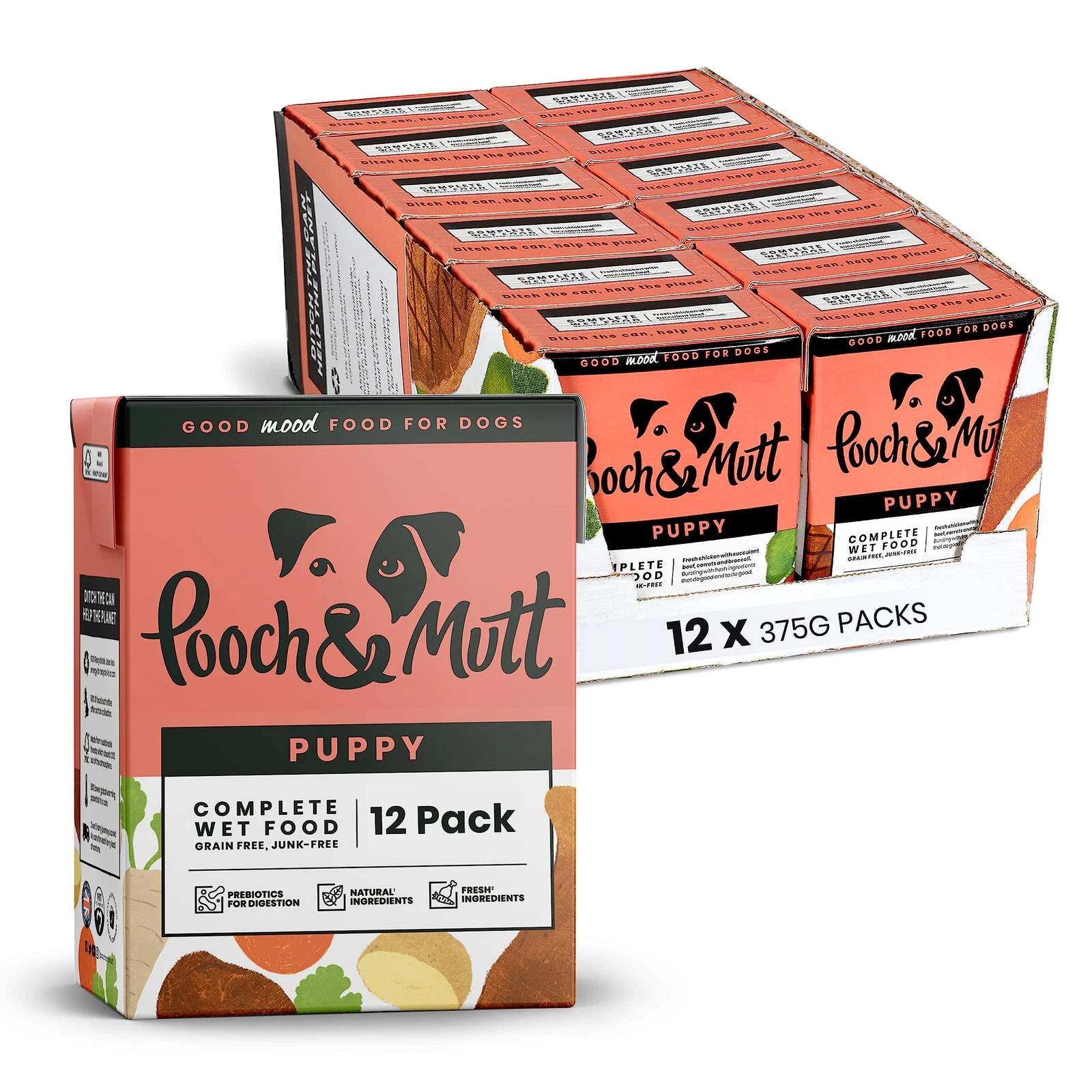 Pooch & Mutt - Puppy Specific Pack of Complete Wet Dog Food, Dry Dog Food