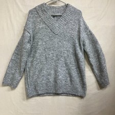 Wild Fable Sweater Womens Cable Knit Long Sleeve V-Neck Pullover XS Heather Gray
