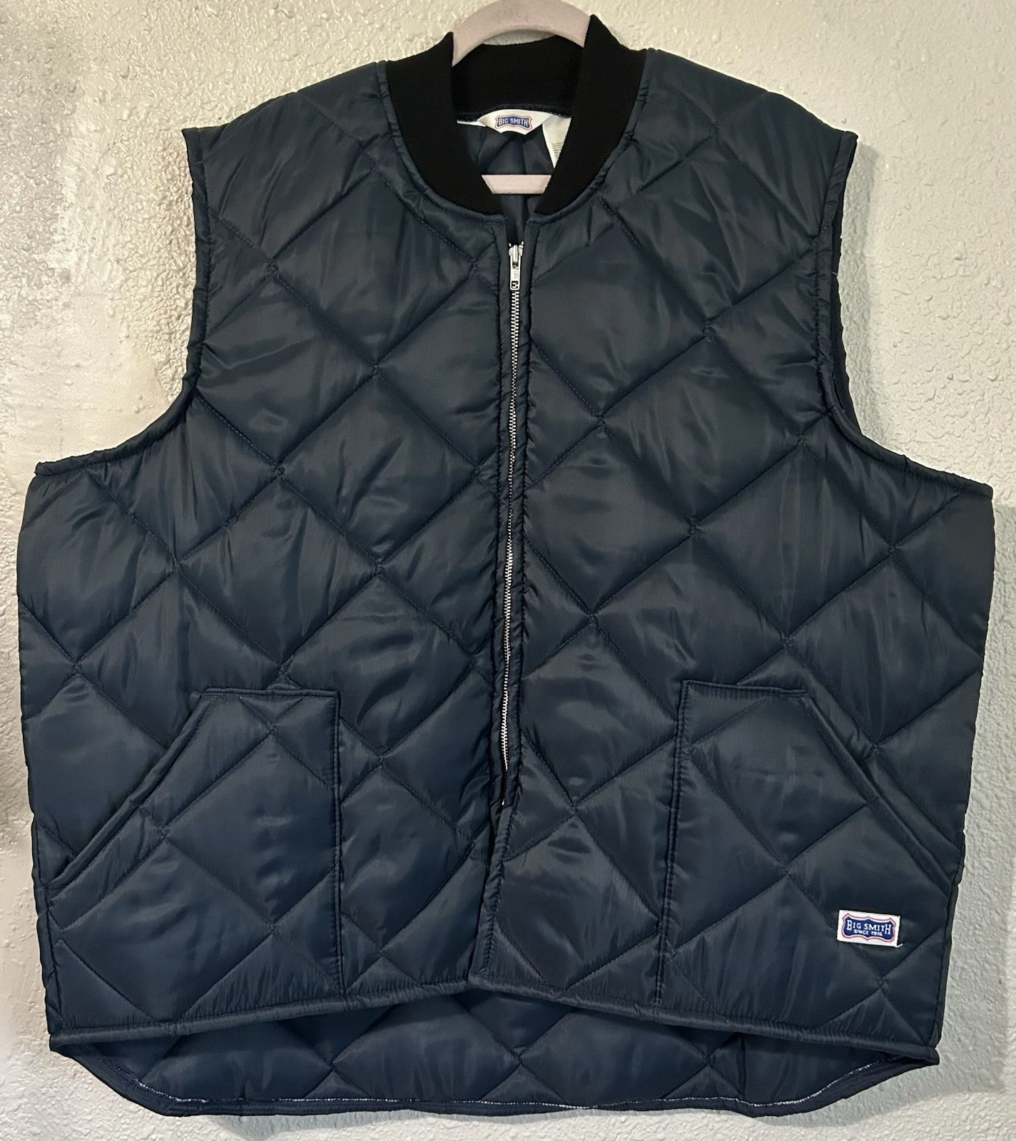 Men's Big Smith Vest 3X Blue Quilted Nylon Insulated Lined Workwear USA