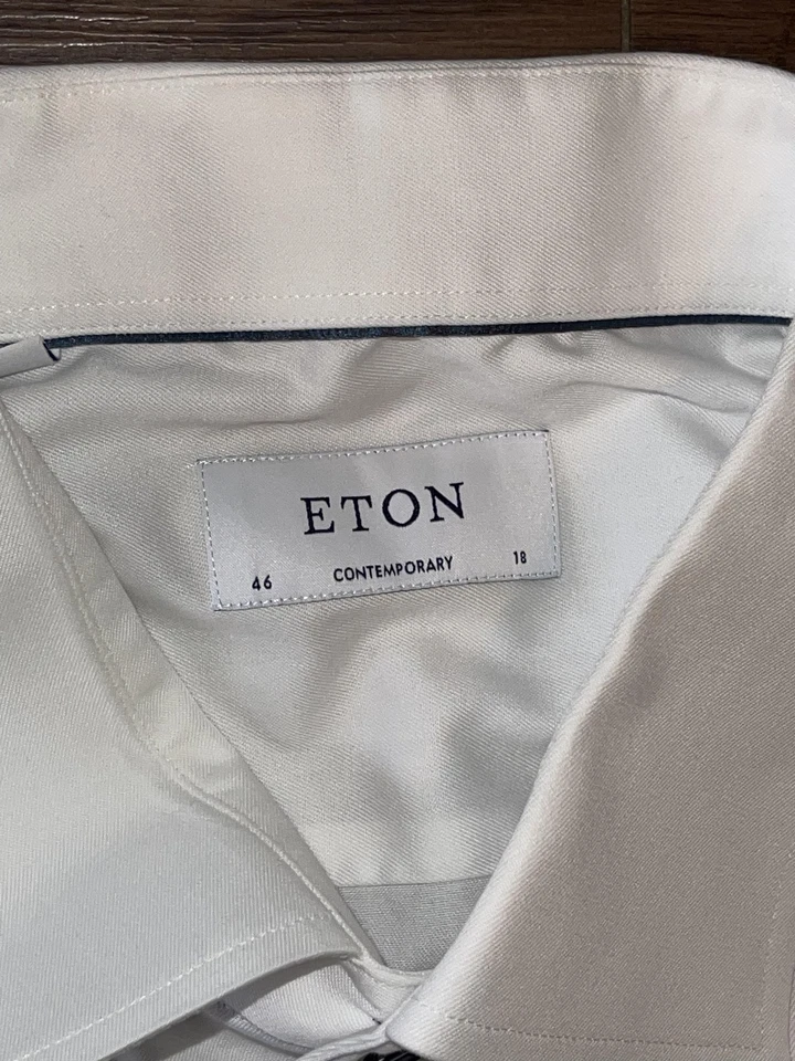 Eton Dress Shirt Mens 18 46 White Signature Twill Contemporary Spread Collar - Image 2 of 4