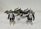 2 Vintage Star Wars Speeder Bikes 100% Complete with 2 Biker Troopers