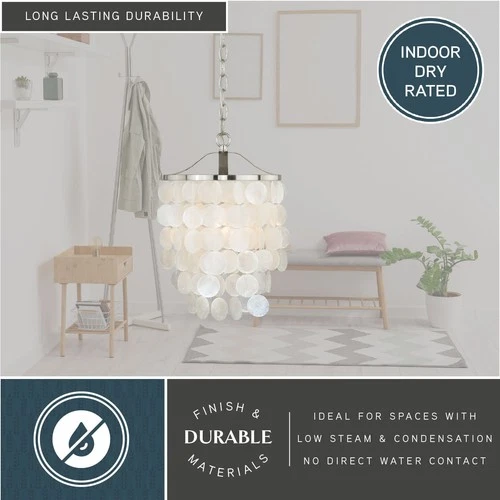 Vaxcel Lighting P0138 Capiz Shell Elsa 1-Light Foyer Pendant - Picture 6 of 9