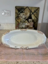 Vintage L Bernardaud B & Co Limoges France Porcelain Bread Tray In Roses Scroll 
