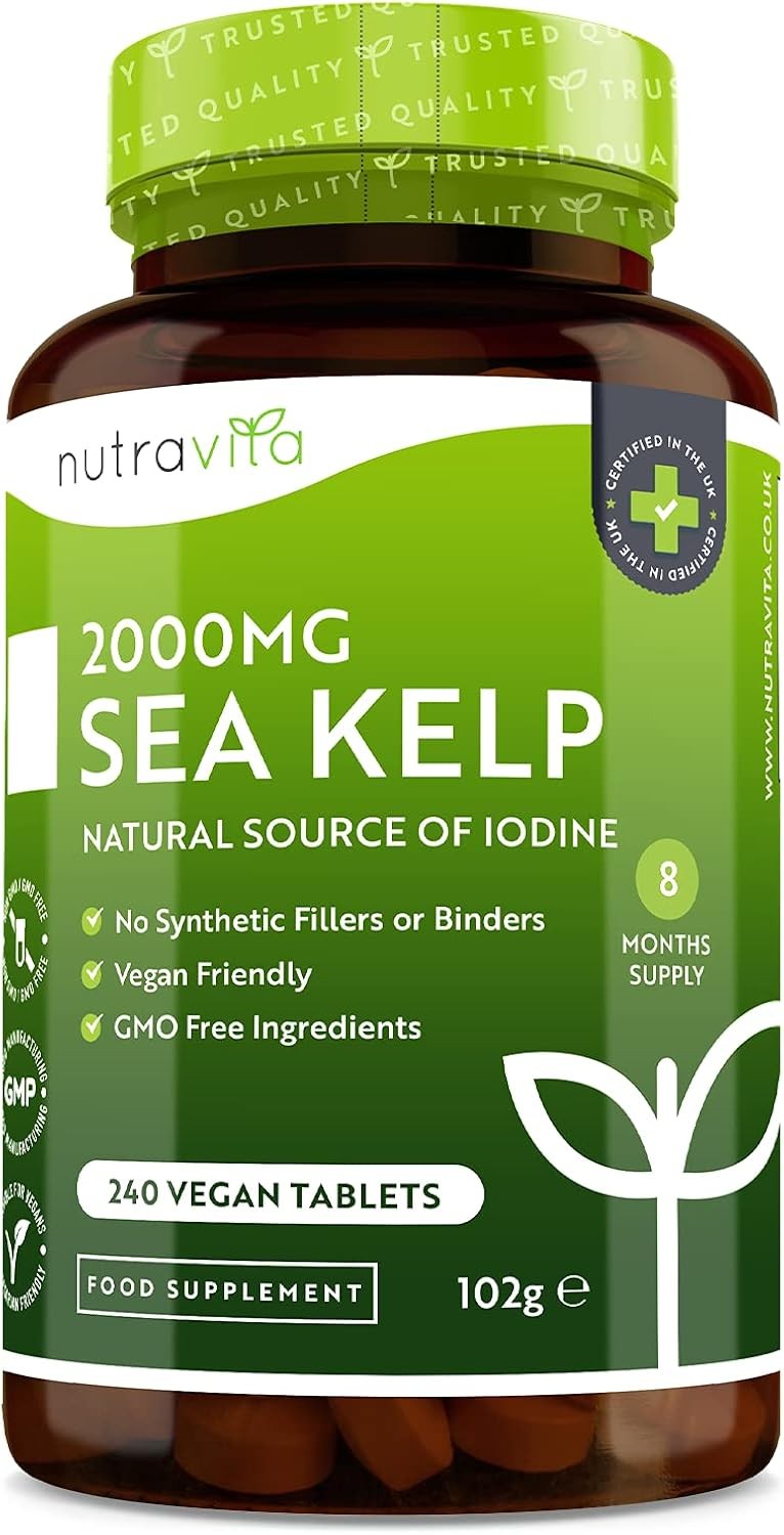 Nutravita Sea Kelp 2000mg - 240 Tablets, 8 Month Supply, Iodine Supplement for