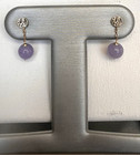14k Yellow Gold Purple Lavender Jade Ball Drop Earrings — photo 10