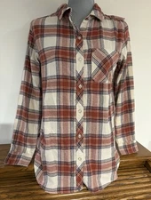 GAP Women’s Relaxed Fit Button Up Plaid Flannel Shirt Sz S Retail $69.95