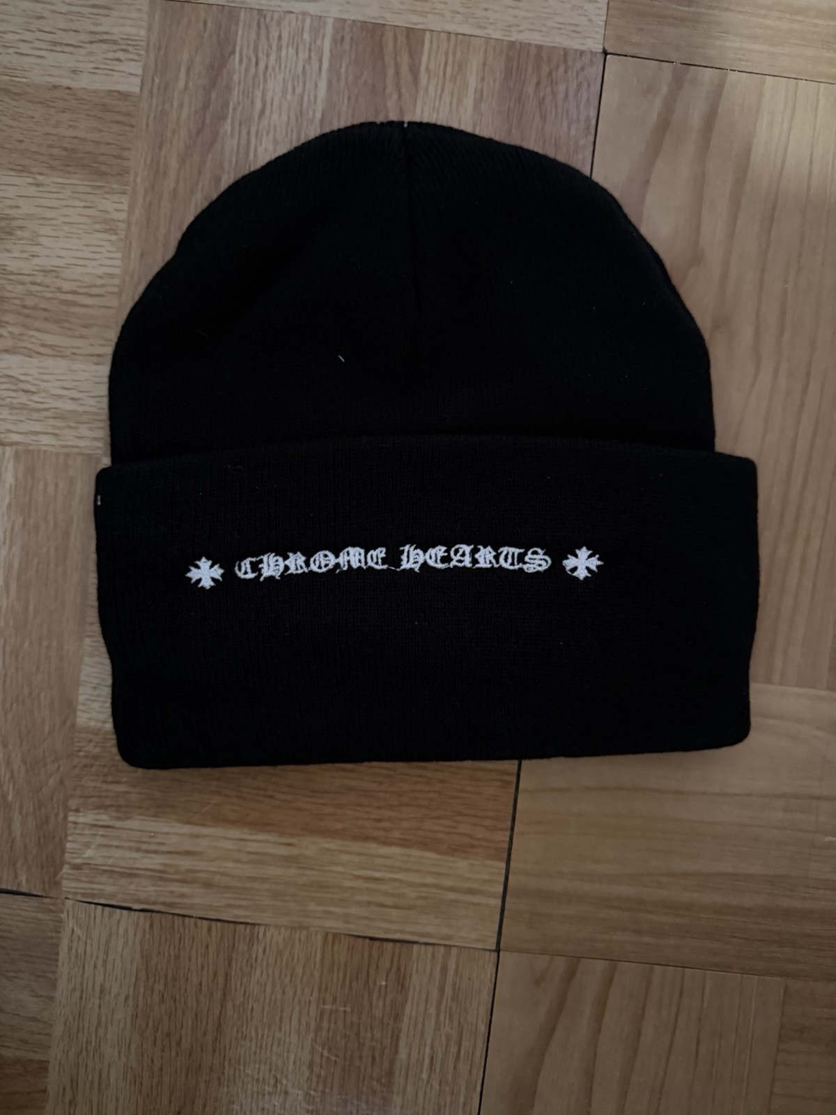 Chrome Hearts Black Knit Beanie with Lips Graphic and Horseshoe Logo thumbnail 2