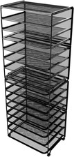 2 Pack 8 Tier Mesh Desk File Organizer Letter Tray Paper Storage Black