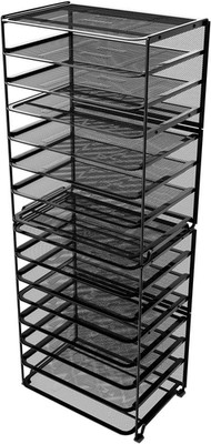 2 Pack 8 Tier Mesh Desk File Organizer Letter Tray Paper Storage Black
