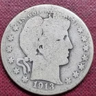 1913 P Barber Half Dollar 50c Circulated Details Rare Philadelphia Mint #99637