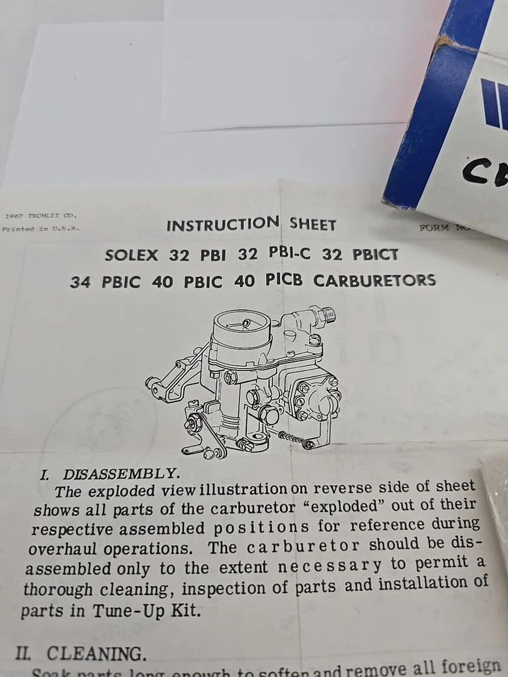 Carburetor Repair Kit Walker  15245 Cits Solex 32 PBI PBI-C PBICT 34 PBIC 40  - Image 2 of 4