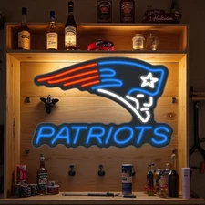 16"x10" New England Patriots  LED Neon Sign With Dimmer USB Powered Light Lamp