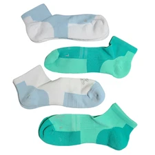 Tommie Copper 4 Pack ErgoFit Compression Ankle Socks Blue/Green - Large