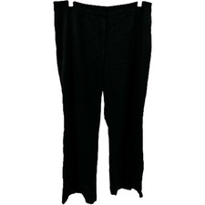 Escada Wool Pants Trouser Straight Leg Zip Fly Career Workwear Black 44 L 37x33