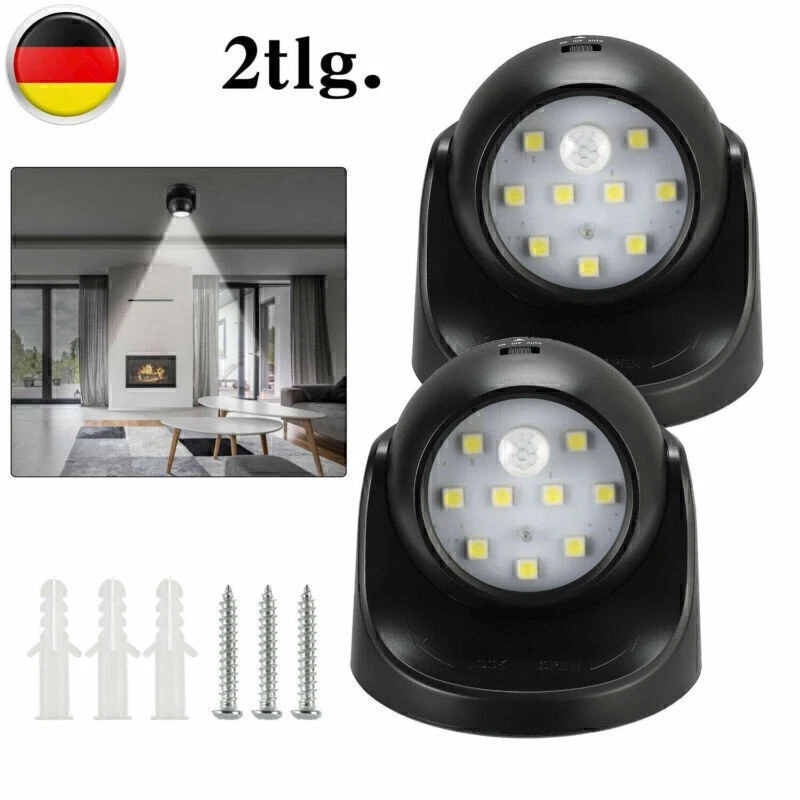 1 Paar Batterie LED Nachtlicht Notlicht Mit Bewegungsmelder Nachtlampe NEU - Bild 2 von 4